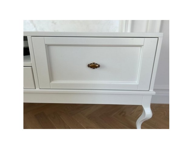 Szafka RTV Ludwik 3 szuflady biała z frezami