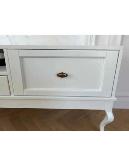 Szafka RTV Ludwik 3 szuflady biała z frezami