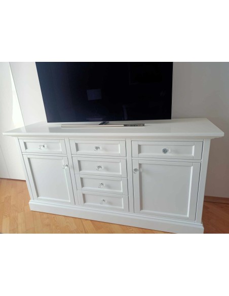Komoda 6 szuflad oraz dwoje drzwiczek biała z KORONĄ