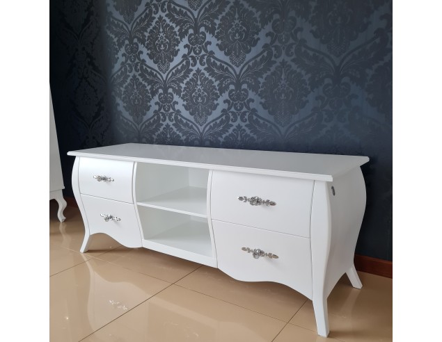 Szafka RTV Glamour 4 szuflady biała wykończenie...