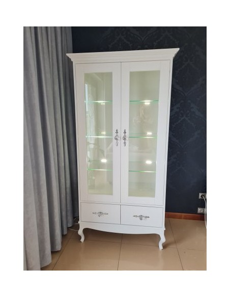 Witryna biała ludwik z KORONĄ z przeszklonymi bokami