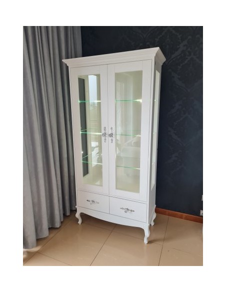 Witryna biała ludwik z KORONĄ z przeszklonymi bokami