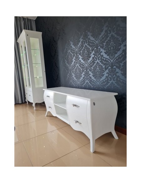 Witryna biała ludwik z KORONĄ z przeszklonymi bokami