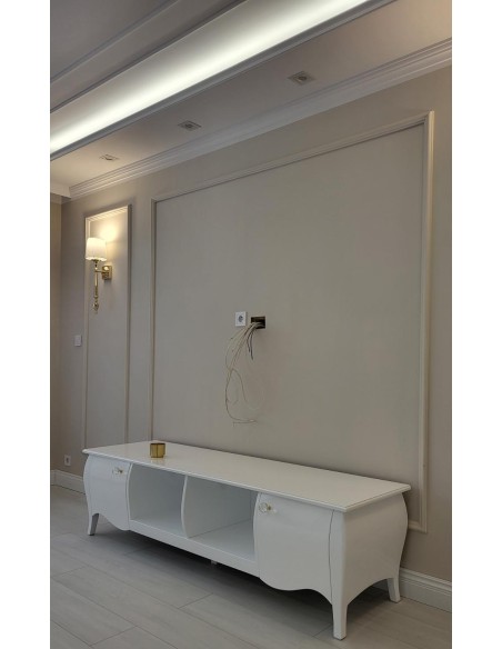 Szafka RTV Glamour, 4 półki, drzwiczki biała