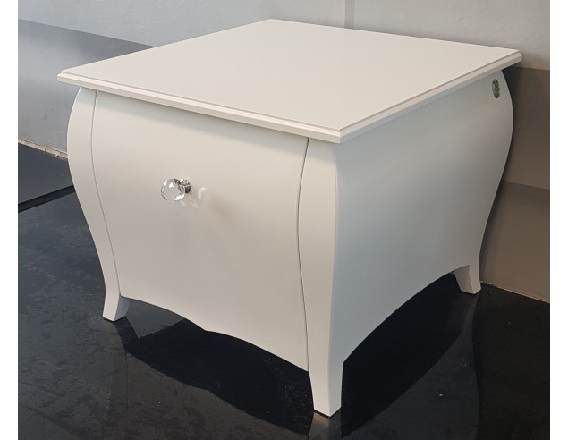 Stolik biały glamour gięty z dużą szufladą barek