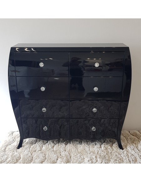 Komoda Glamour 8 szuflad czarna wysoki połysk