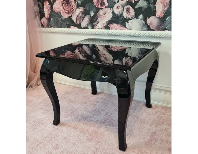 Stolik kawowy 60x60, czarny połysk glamour