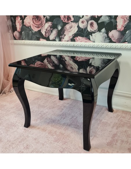Stolik kawowy 60x60, czarny połysk glamour