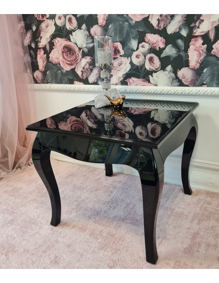 Stolik kawowy 60x60, czarny połysk glamour