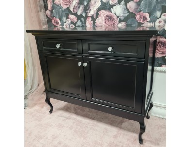 Komoda Ludwik czarna z frezami i koroną