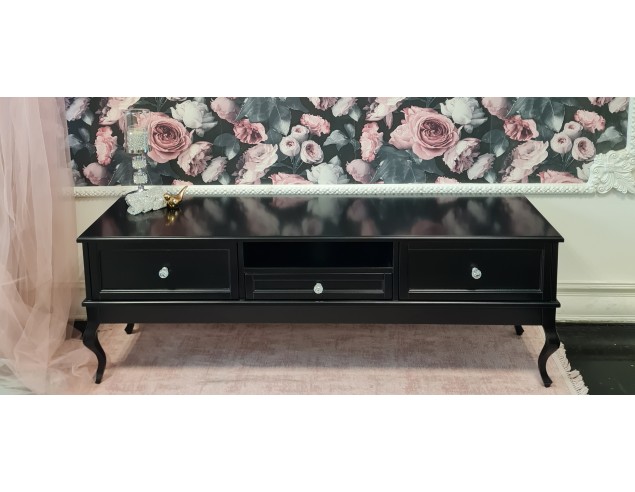 Szafka RTV Ludwik 3 szuflady czarna z frezami