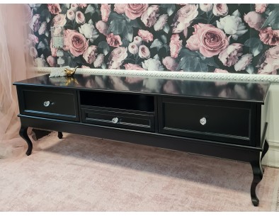 Szafka RTV Ludwik 3 szuflady czarna z frezami 2