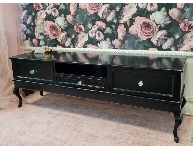 Szafka RTV Ludwik 3 szuflady czarna z frezami