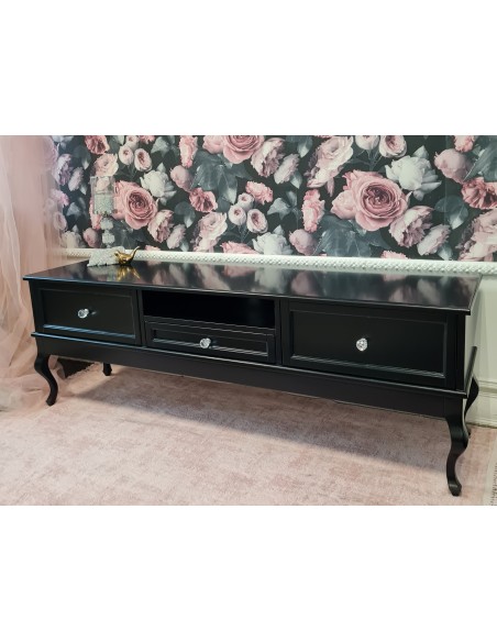 Szafka RTV Ludwik 3 szuflady czarna z frezami