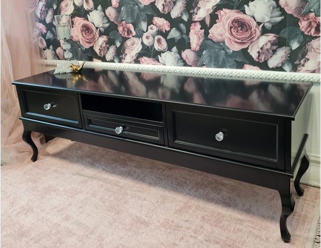 Szafka RTV Ludwik 3 szuflady czarna z frezami