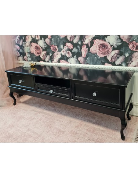 Szafka RTV Ludwik 3 szuflady czarna z frezami