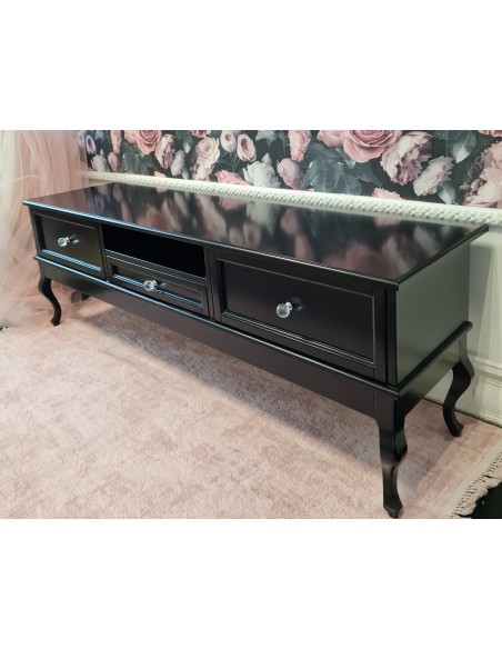 Szafka RTV Ludwik 3 szuflady czarna z frezami