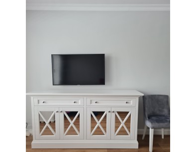 Komoda biała 2 szuflad oraz czworo drzwiczek z lustrami z...