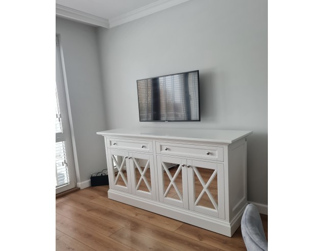 Komoda biała 2 szuflad oraz czworo drzwiczek z...