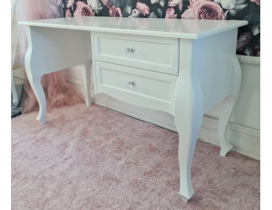 Biurko białe glamour z dwiema frezowanymi szufladami 2