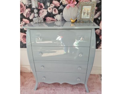 Komoda Glamour 4 szuflady szara połysk