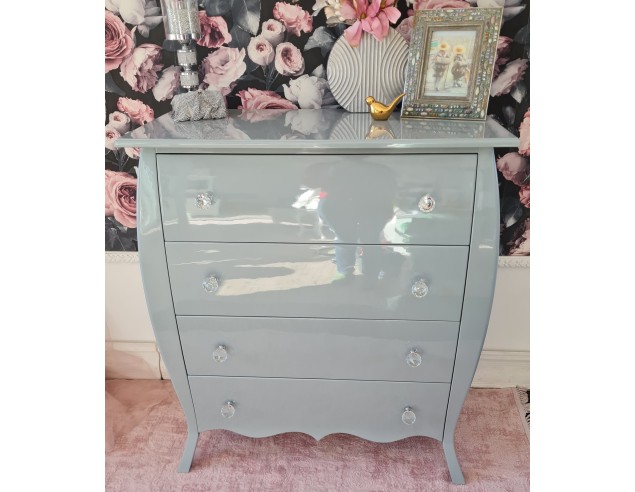 Komoda Glamour 4 szuflady szara połysk