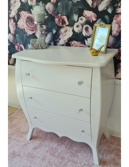 Komoda Glamour w kolorze jasnego ecru z 3 szufladami