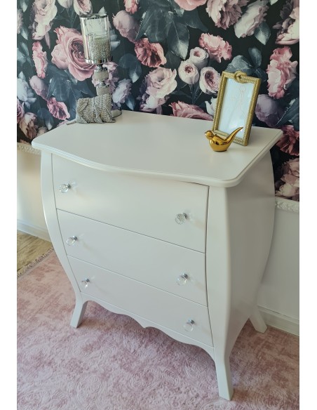 Komoda Glamour w kolorze jasnego ecru z 3 szufladami