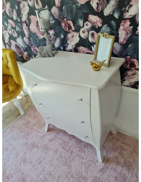 Komoda Glamour w kolorze jasnego ecru z 3 szufladami
